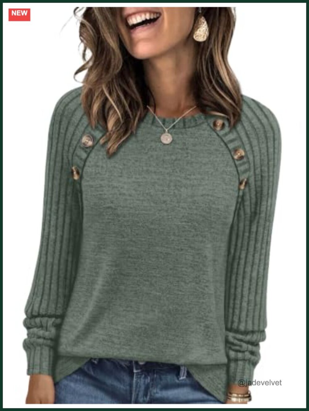 Women's Raglan Long Sleeve Tunic Sweater Shirt Loose Fit Crewneck